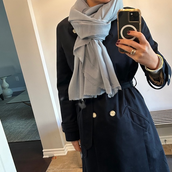 Ice blue/gray 100 percent wool big wrap for women - Picture 3 of 13